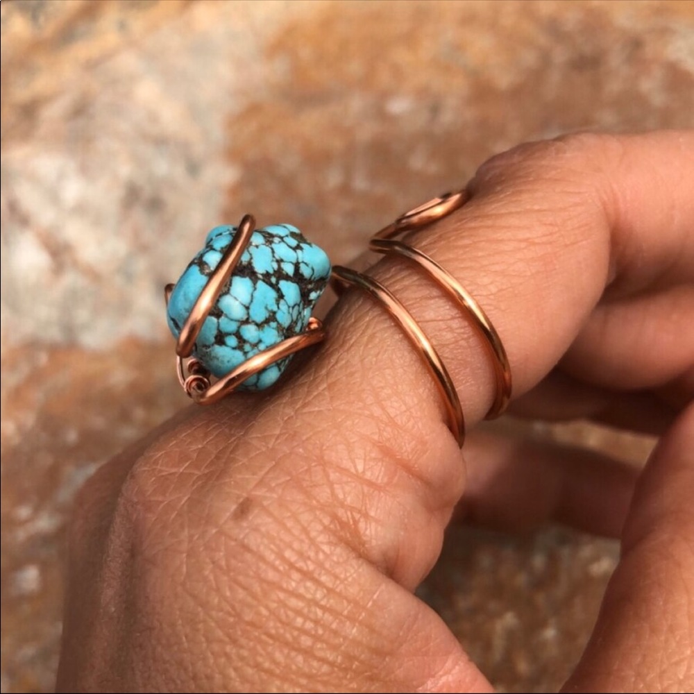 Adjustable Turquoise Howlite Ring - Picture 6 of 6